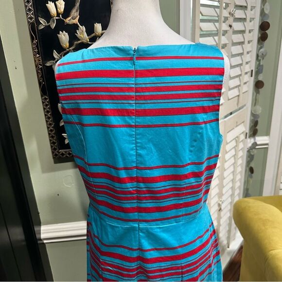 Talbots Blue and Red Striped A Line Dress Size 10 - Picture 7 of 11